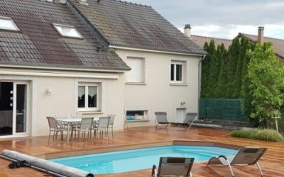 Terrasse piscine en bois exotique Cumaru 89m2