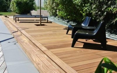 Terrasse piscine en bois exotique Cumaru de 40m2