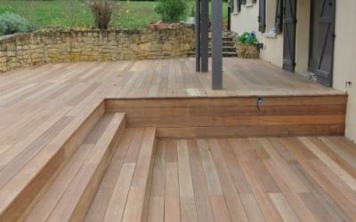 Terrasse de plain-pied en bois exotique Cumaru