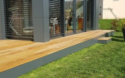 Terrasse de plain-pied en bois exotique Garapa