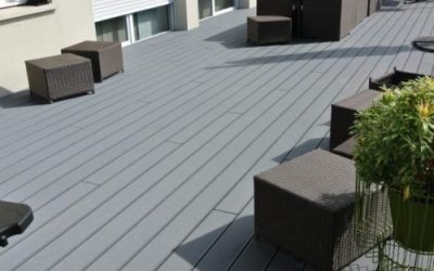 Terrasse de plain-pied en bois composite