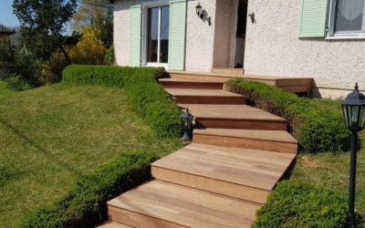 Terrasse et marches en bois exotique Cumaru de 29m²