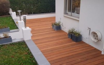 Terrasse de plain-pied en bois exotique Ipé 40m²