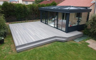 Terrasse de plain-pied en bois composite de 33m2
