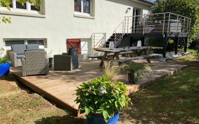 Terrasse Pilotis et de plain-pied en Cumaru de 40m2