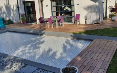 Terrasse de plain-pied en bois exotique Padouk de 40m2