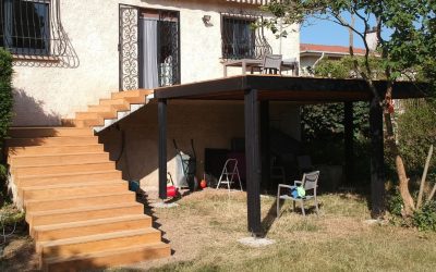 Terrasse sur pilotis en bois exotique Garapa de 30m2
