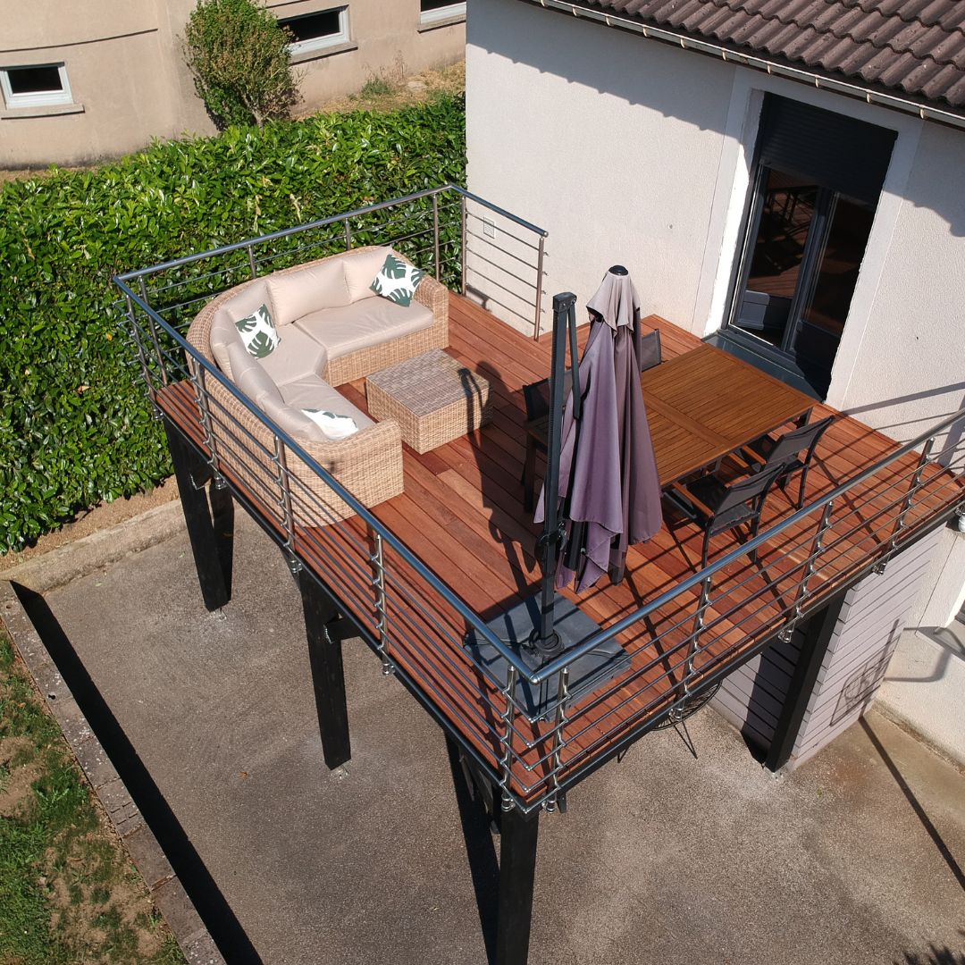 terrasse-terrasse pilotis-rénovation balcon-tigerwood-muiracatiara-tereny-cattenom-manom-garche-moselle