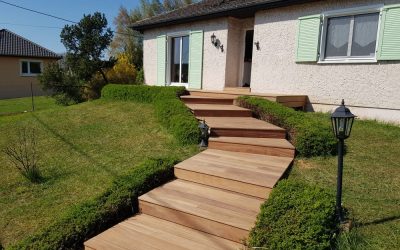 Palier et marches en bois exotique Cumaru  29m²