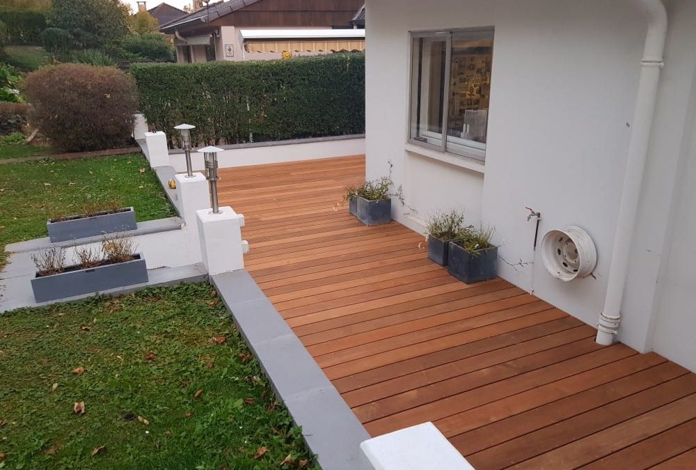 Terrasse de plain-pied en bois exotique Ipé 40m2