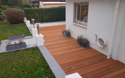 Terrasse de plain-pied en bois exotique Ipé 40m2
