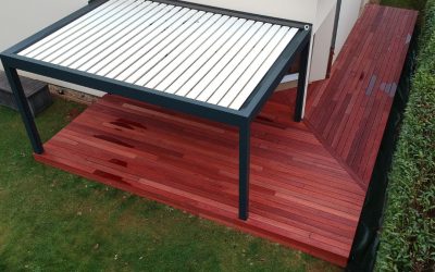 Terrasse de plain-pied en bois exotique Padouk de 47m2
