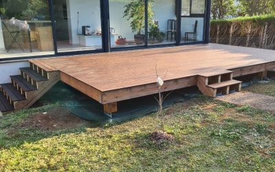 Terrasse surélevée en bambou de 29m2