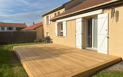 Terrasse de plain-pied en bois exotique Garapa de 28m2