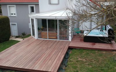 Terrasse spa en bois exotique Padouk de 37m2
