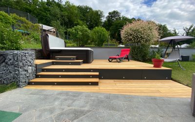 Terrasse Spa en bois exotique Garapa de 26m2