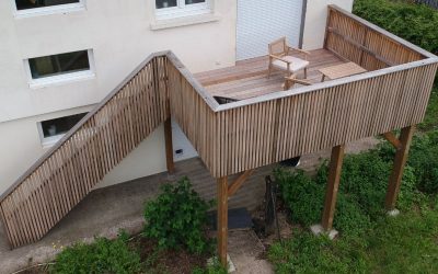 Terrasse sur pilotis en bois exotique ipé de 12m2