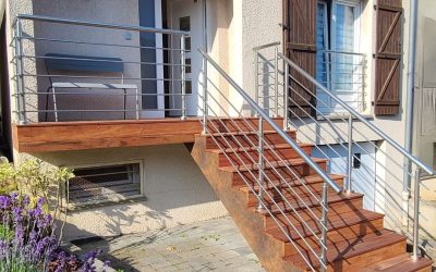 Rénovation escaliers béton en bois exotique