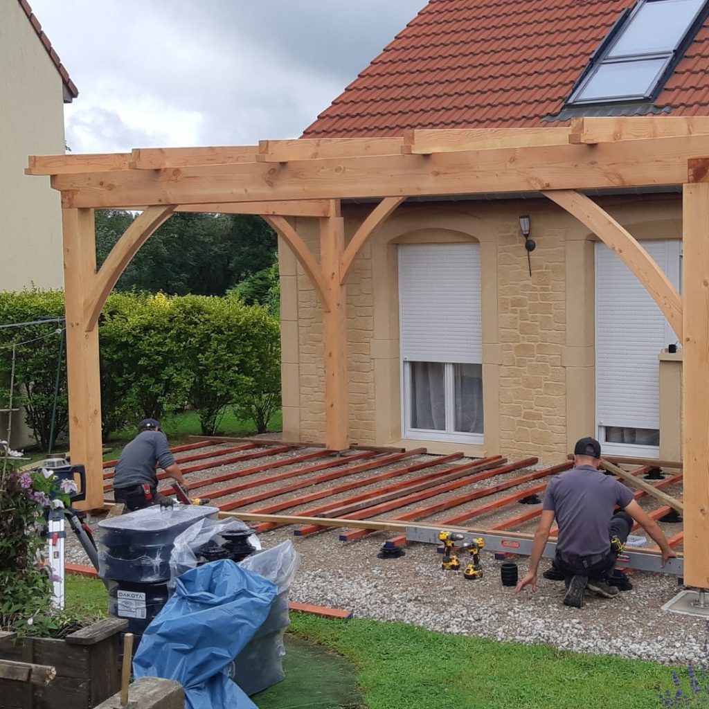 terrasse bois-rénovation terrasse- bambou caramel-éclairage Led Terrasse-tereny-les étangs-moselle-40m2
