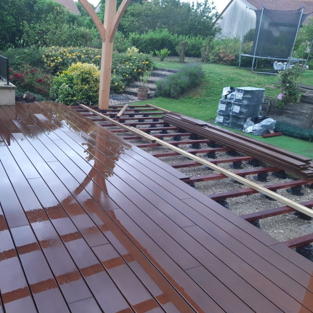 terrasse bois-rénovation terrasse- bambou caramel-éclairage Led Terrasse-tereny-les étangs-moselle-40m2
