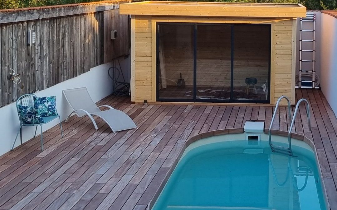 Terrasse piscine sur pilotis de 53m2 en Muiracatiara- Tigerwood